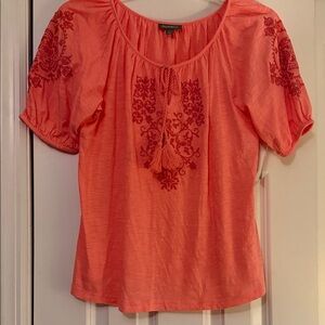 Style & Co. Coral Embroidered Blouse